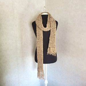 HANDMADE Crocheted Tan Multicolour Winter Scarf